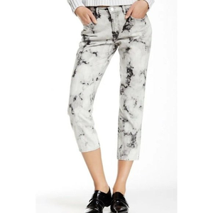 J Brand Aubrey Ankle Jeans Dark Sonic Women's Size 28 Black White Acid Wash Crop